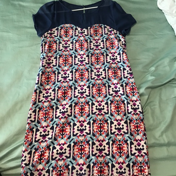 Sheer blue and patterned dress - Picture 1 of 5